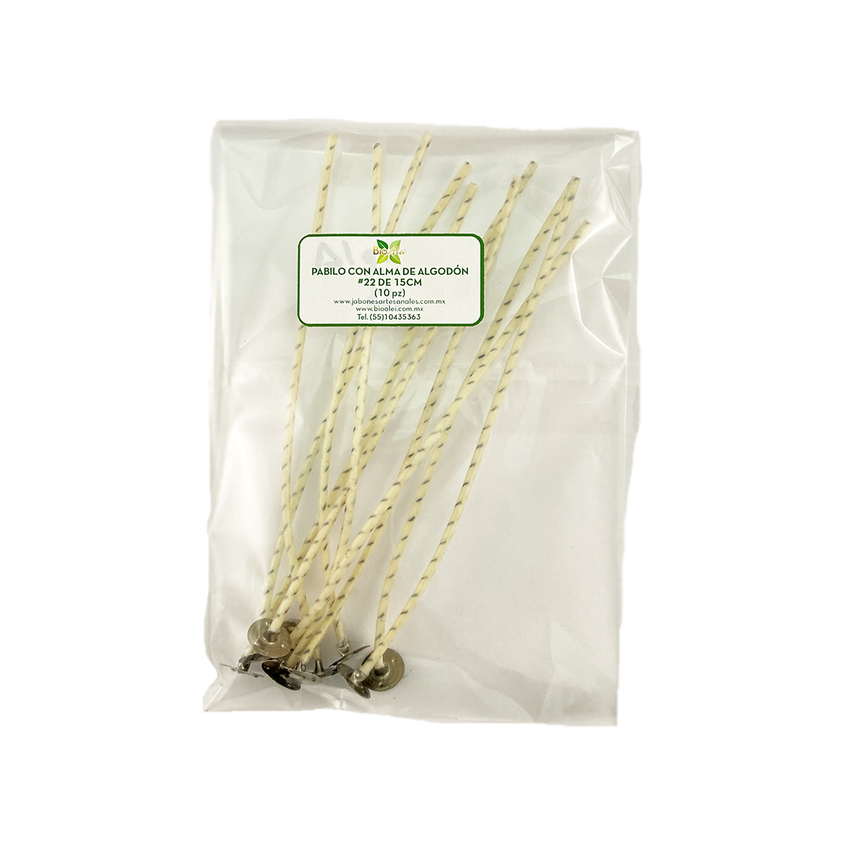 Pabilo con alma de algodón 22 15cm para velas de 4cm a 6cm de circunferencia 10 Piezas