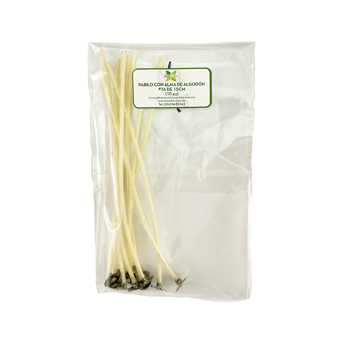 Pabilo con alma de algodón 16 15cm para velas de 2cm a 4cm de circunferencia 10 Piezas