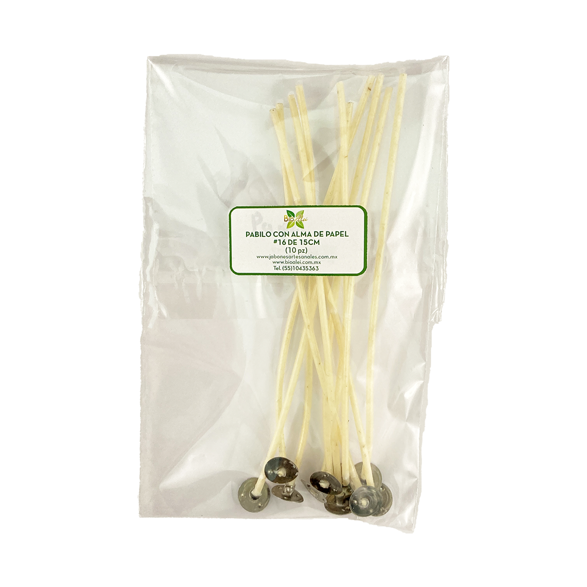 Pabilo con alma de papel 16 15cm para velas de 2cm a 4cm de circunferencia 10 Piezas