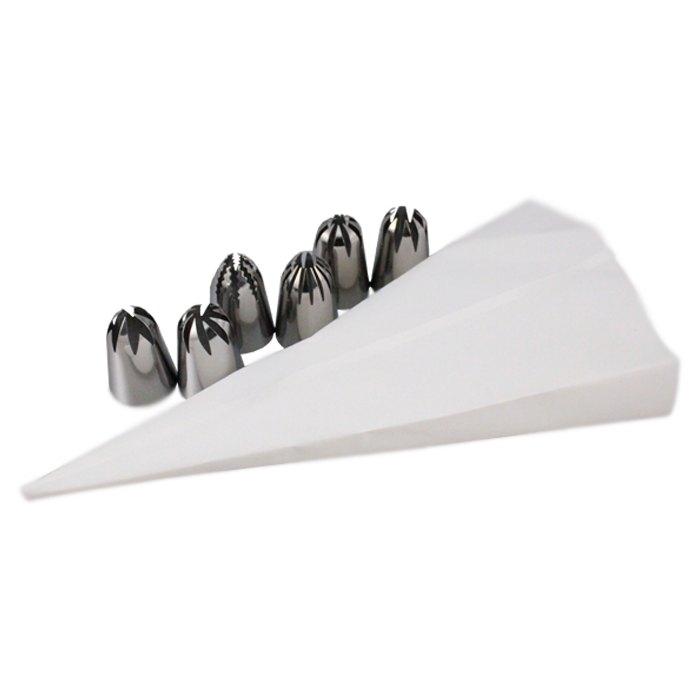 Manga Pastelera de Silicón con Juego de 6 Duyas Jumbo (3.5cm)