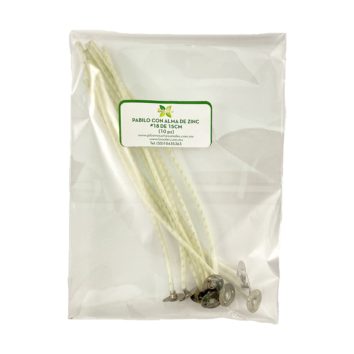 Pabilo con alma de zinc 18 15cm para velas de 3cm a 5 cm de circunferencia 10 Piezas